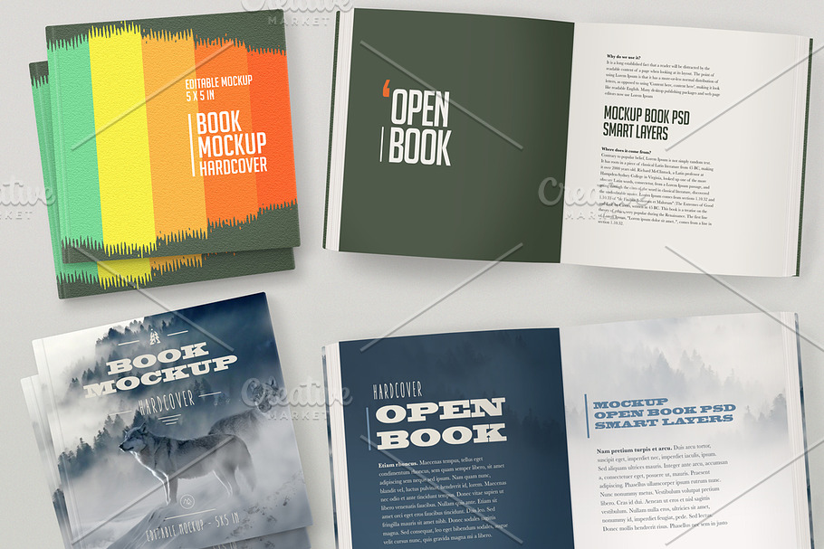 Open Hardcover Book Mockup (Square) in Print Mockups - product preview 8