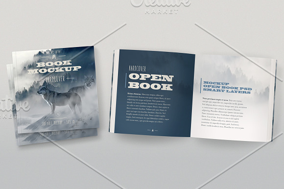 Open Hardcover Book Mockup (Square) in Print Mockups - product preview 2