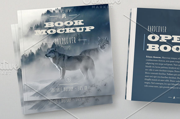 Open Hardcover Book Mockup (Square) in Print Mockups - product preview 3