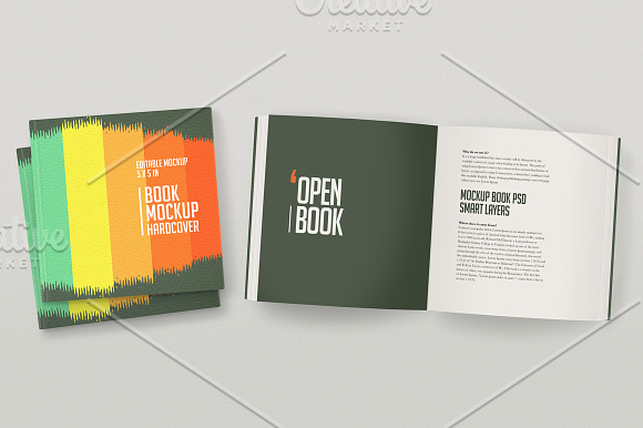 Open Hardcover Book Mockup (Square) in Print Mockups - product preview 12