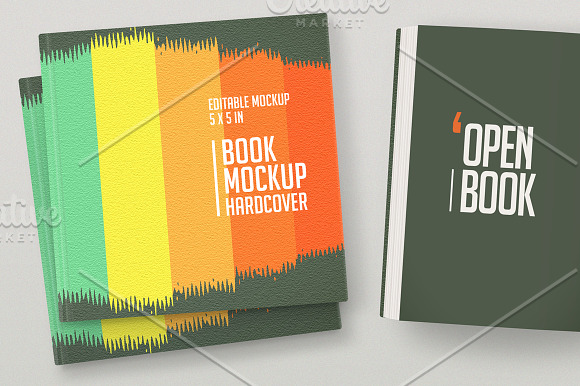 Open Hardcover Book Mockup (Square) in Print Mockups - product preview 13