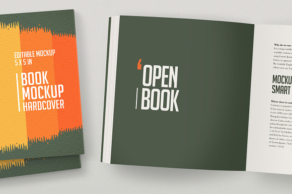 Open Hardcover Book Mockup (Square) in Print Mockups - product preview 14