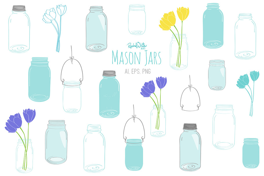 Mason Jars - Vector & PNG