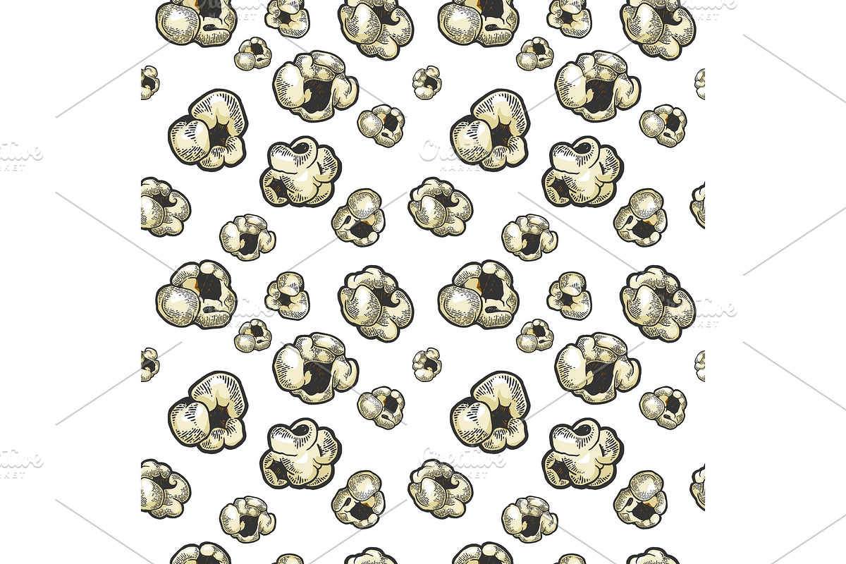 Popcorn seamless pattern sketch in Illustrations - product preview 8