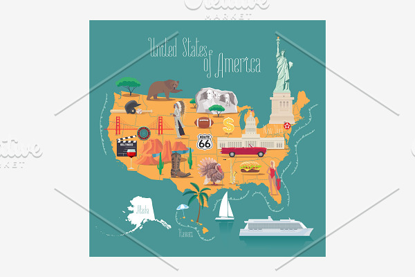Map of America vector illustration