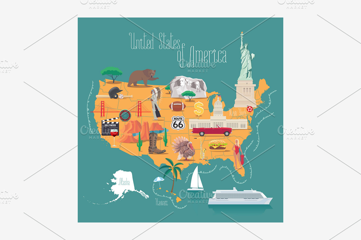 Map of America vector illustration in Illustrations - product preview 8