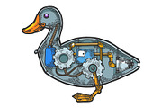 Mechanical duck bird animal sketch
