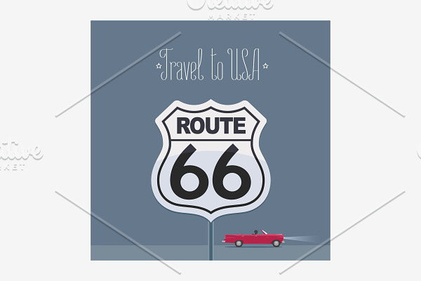Visit USA image with route 66 vector