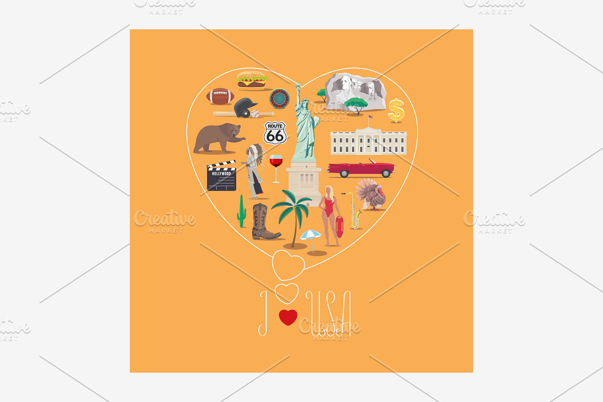 I love USA concept vector design in Illustrations - product preview 8