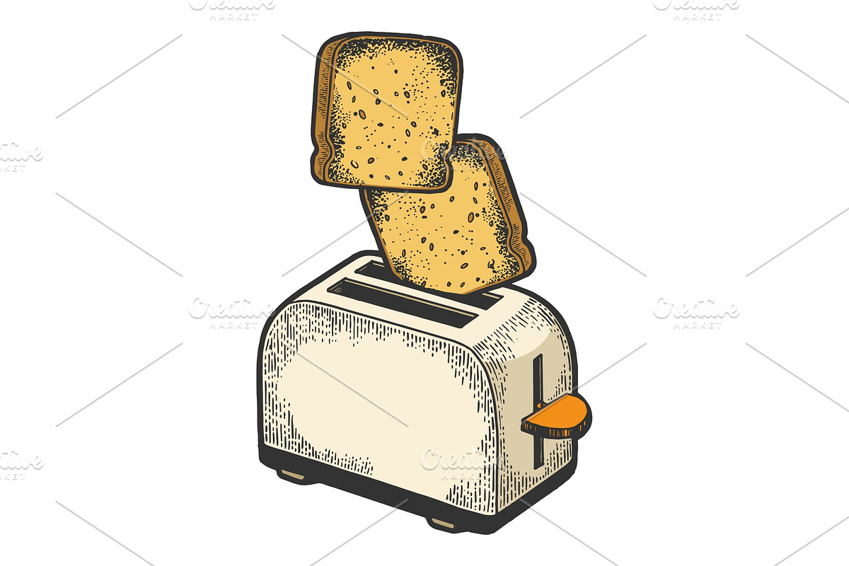 Toaster flying out toast sketch in Illustrations - product preview 8