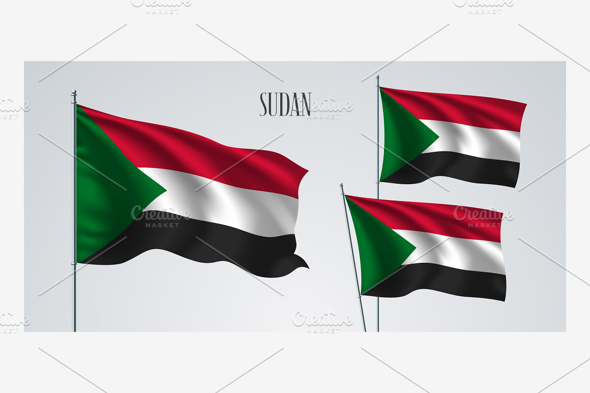 Sudan waving flags vector in Illustrations - product preview 8