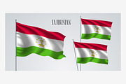 Tajikistan waving flag set of vector