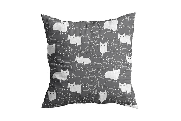 4 Black & white cats vector pattern. in Patterns - product preview 1