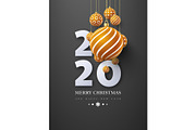 2020 New Year sign with 3d hanging