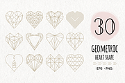 30 Geometric Heart Shapes Symbols