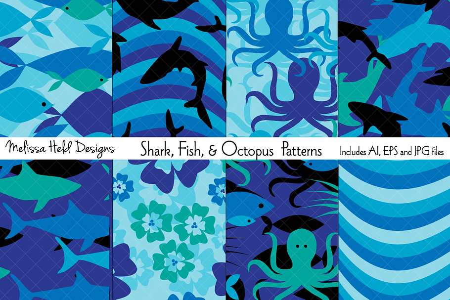 Shark, Fish & Octopus Patterns