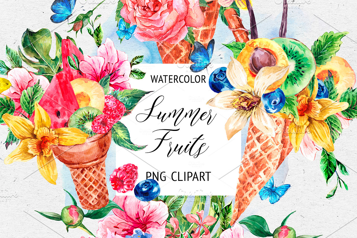 Watercolor Summer Desserts and Fruit in Illustrations - product preview 8
