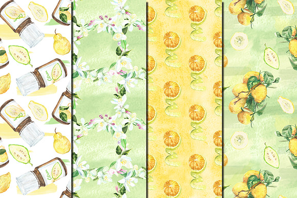 Watercolor Citron seamless patterns in Patterns - product preview 1