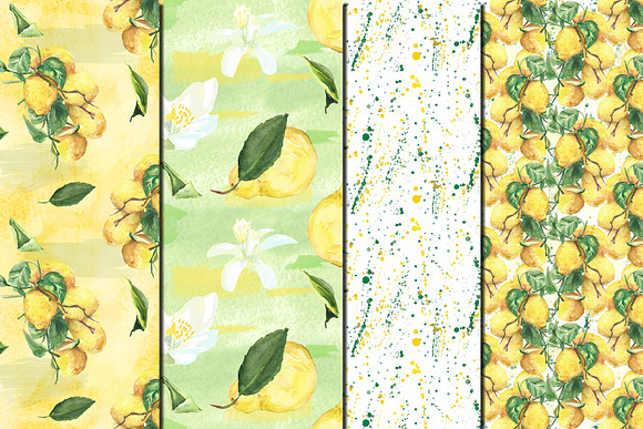 Watercolor Citron seamless patterns in Patterns - product preview 3