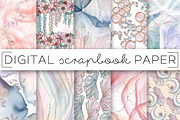 Blue Mint Pink Abstract Paper Bundle