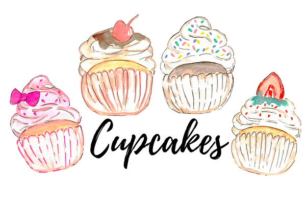Watercolor Cupcake Clipart