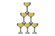 Champagne glass pyramid tower vector