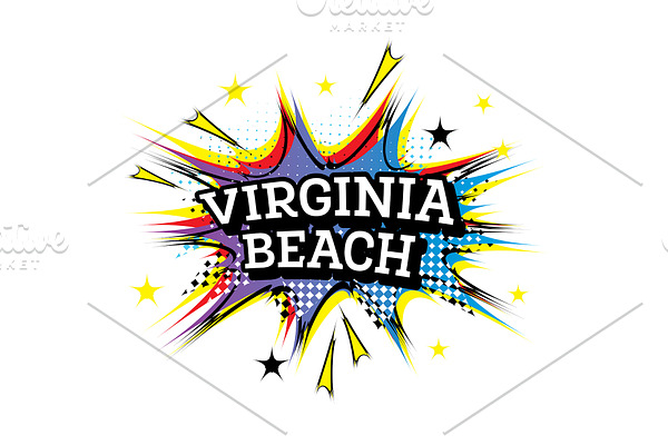 Virginia Beach Comic Text in Pop Art