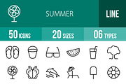 50 Summer Line Icons