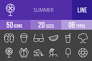 50 Summer Line Inverted Icons