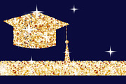 Golden graduation cap horizontal