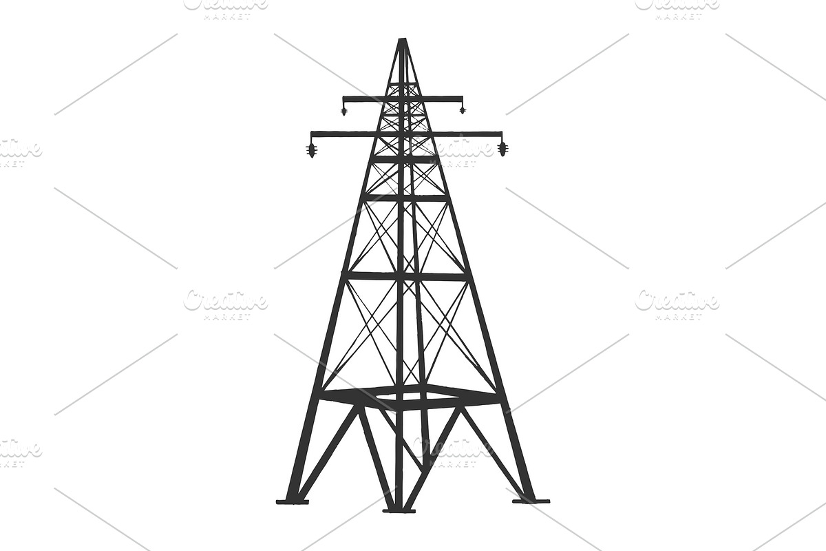 High Voltage Power Line tower vector in Illustrations - product preview 8