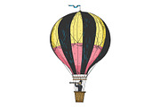 Vintage air balloon engraving vector