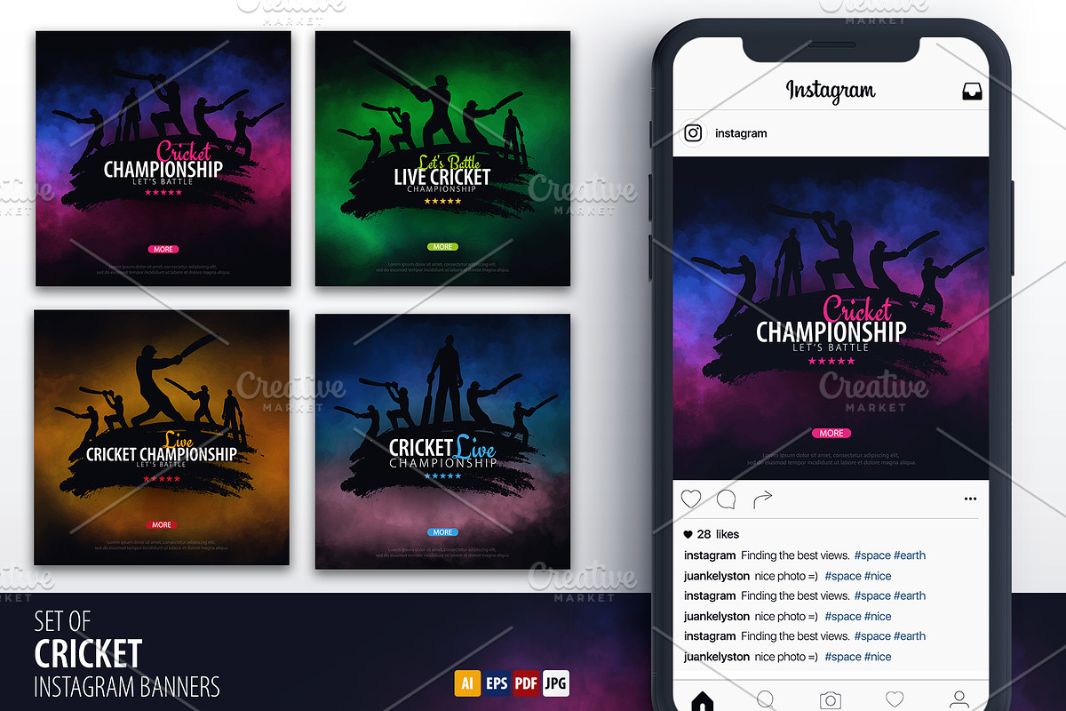 Cricket Championship banners in Instagram Templates - product preview 8