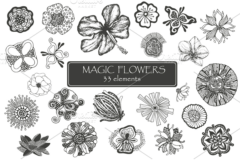 Magic flowers + bonus 6 patterns in Objects - product preview 8