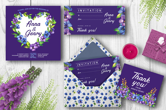 Watercolor pansy flower in Illustrations - product preview 4