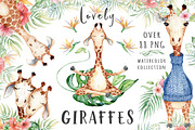 Lovely Giraffes watercolor set