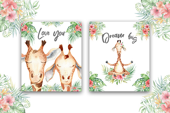 Lovely Giraffes watercolor set in Illustrations - product preview 12