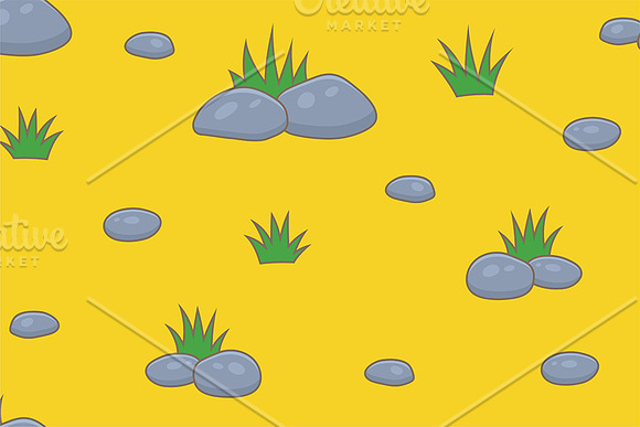 Pattern with green grass and stones in Illustrations - product preview 1