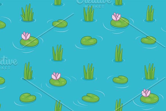 Water lilies and green leaves in Illustrations - product preview 1