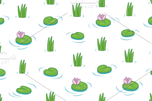 Water lilies and green leaves in Illustrations - product preview 2