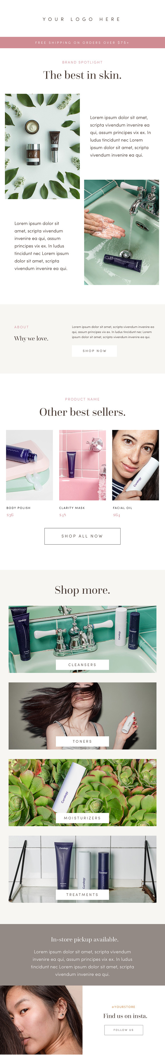 Skincare Email Design – PSD Template in Mailchimp Templates - product preview 2