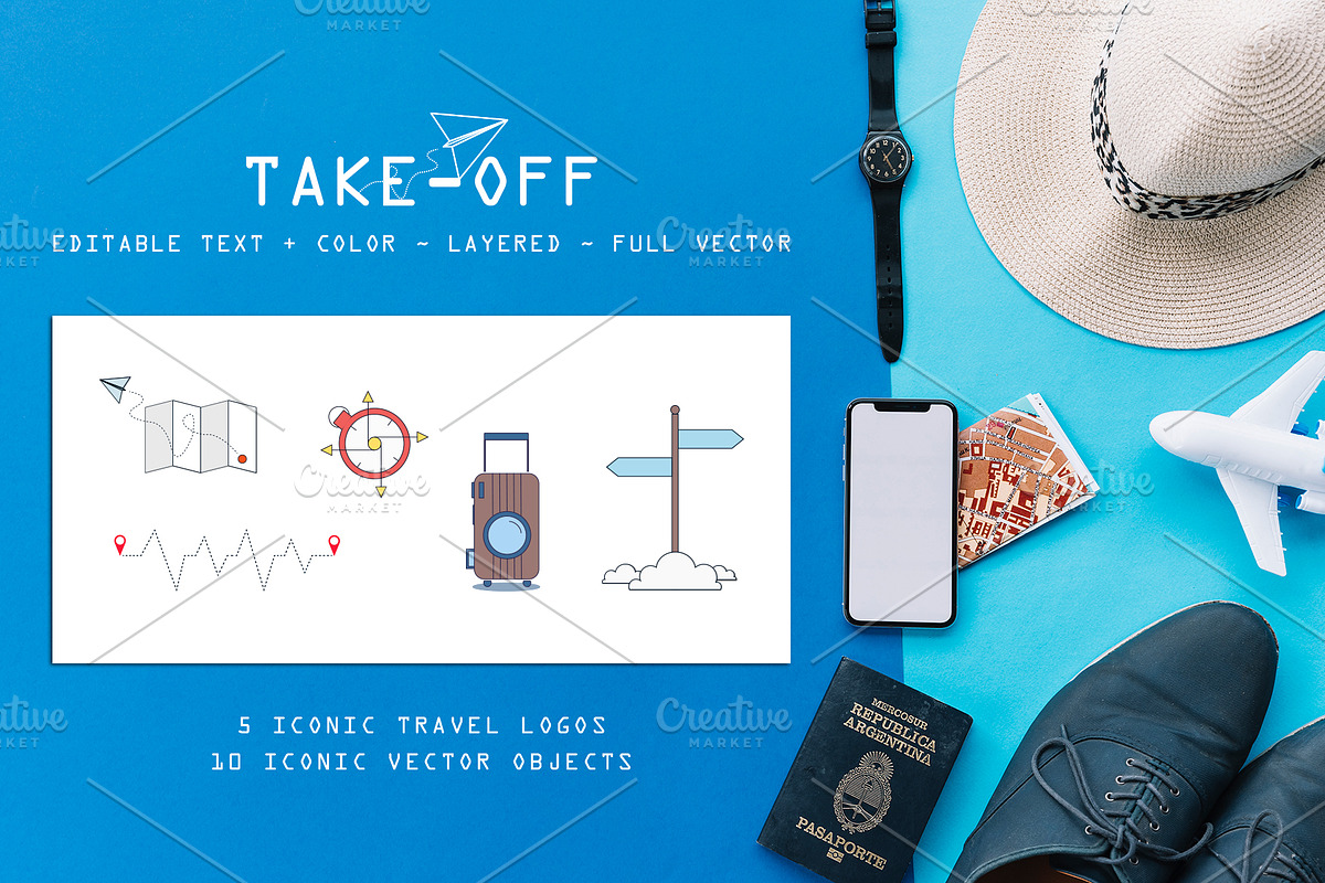 Take-Off. 5 Iconic Travel Logos in Logo Templates - product preview 8
