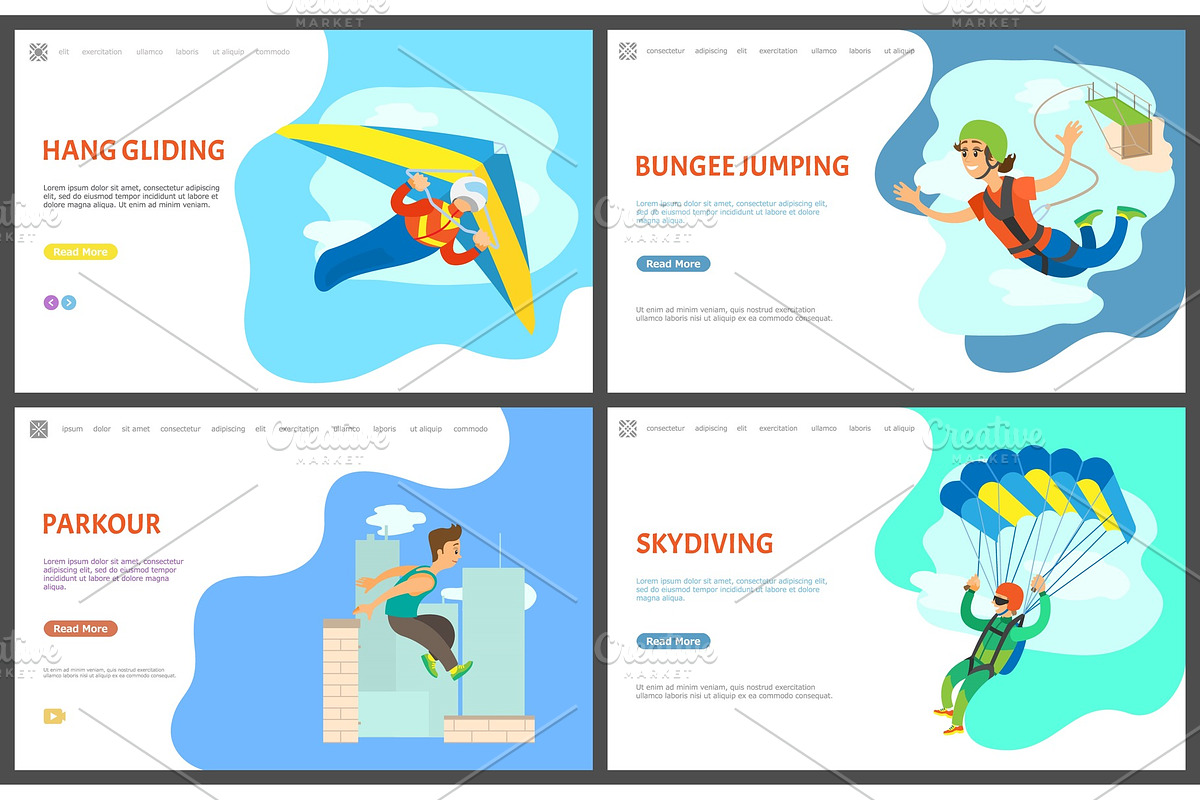 Bungee Jumping and Parkour Activity in Illustrations - product preview 8