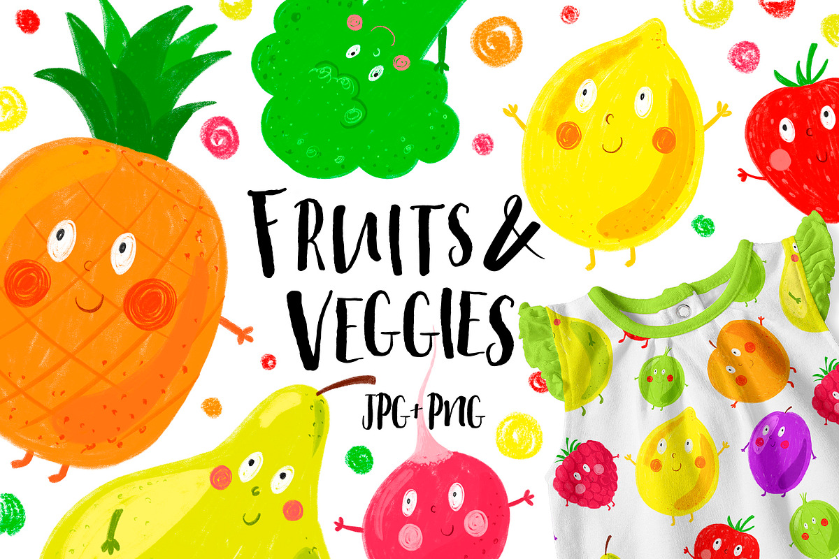 Funny fruits and vegetables for kids in Illustrations - product preview 8