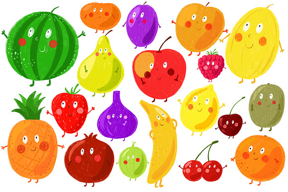 Funny fruits and vegetables for kids in Illustrations - product preview 1
