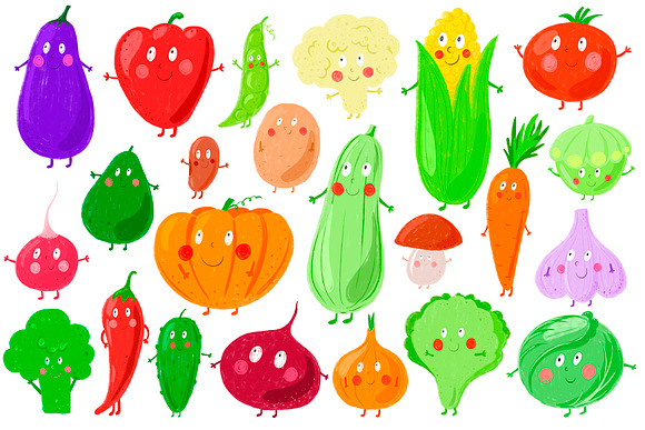 Funny fruits and vegetables for kids in Illustrations - product preview 2