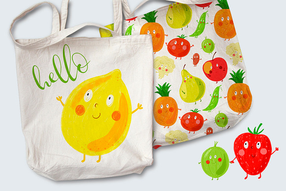 Funny fruits and vegetables for kids in Illustrations - product preview 11