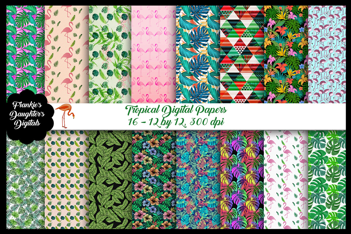 Tropical Patterns Digital Paper Pack in Patterns - product preview 8