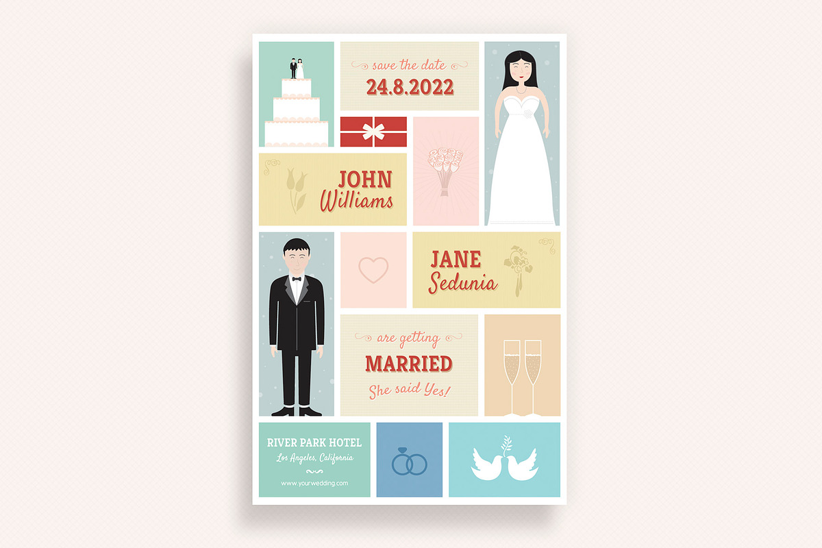 Cute Wedding and Invitation Card in Wedding Templates - product preview 8