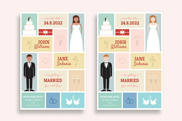 Cute Wedding and Invitation Card in Wedding Templates - product preview 2